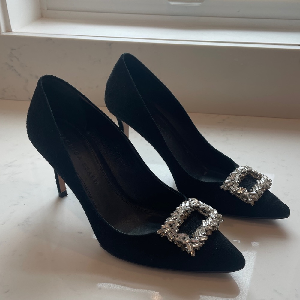 Veronica Beard Black Suede Crystal Pumps Size 7